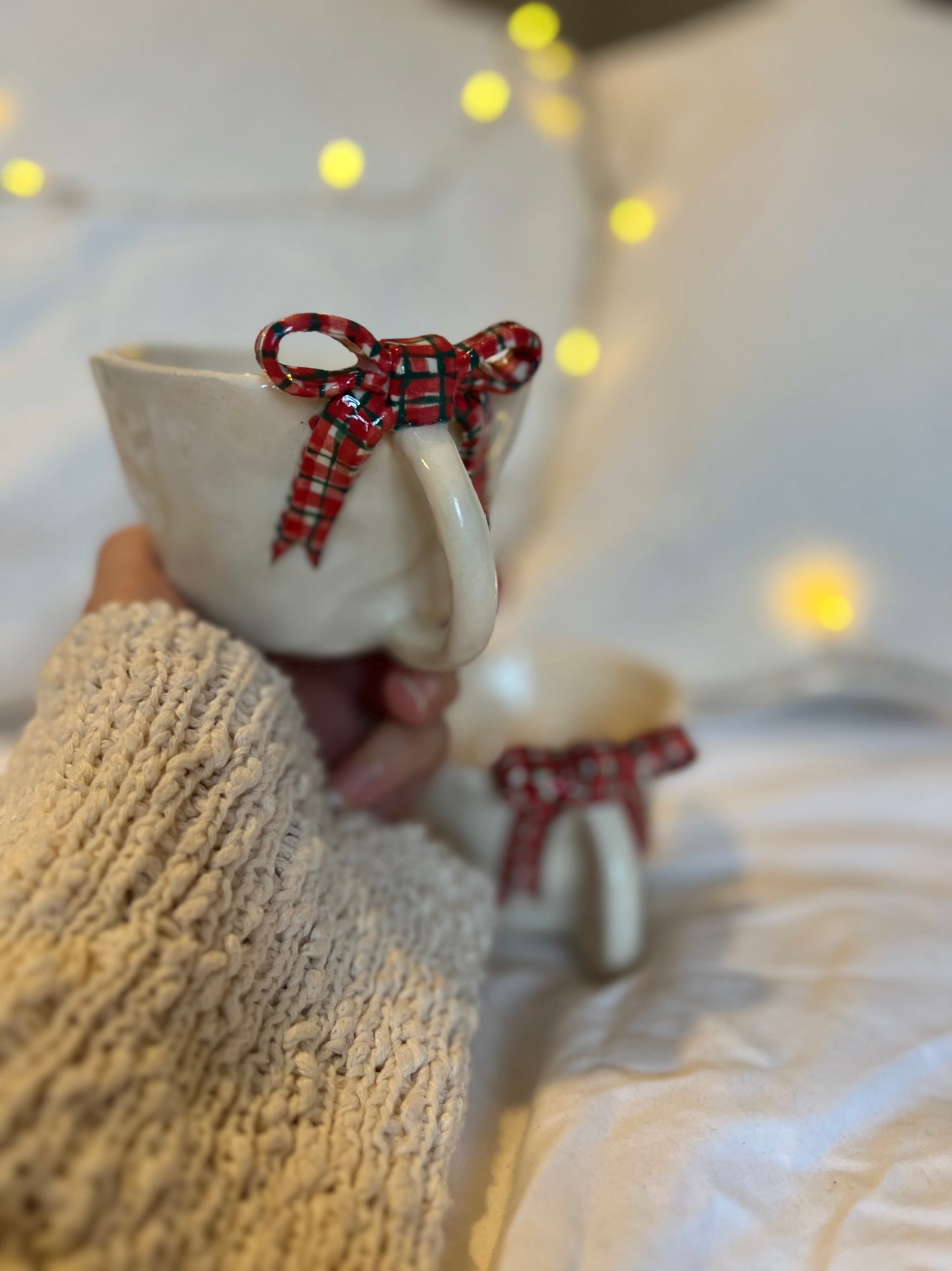 Red Tartan bow mug